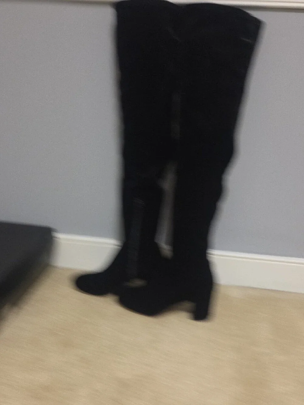 INC International Concepts Black Velvet Over-the-Knee Block Heel Boots